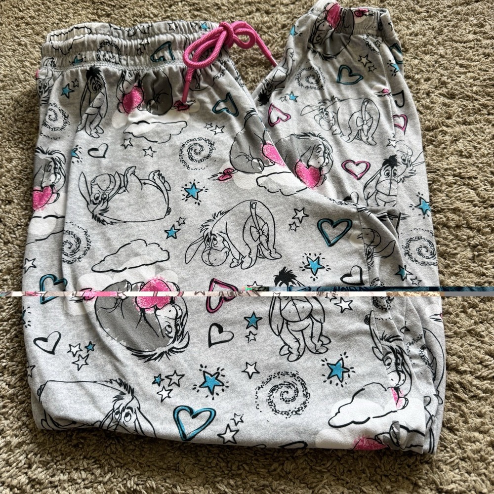 DISNEY Gray Print Eeyore Sleep Pants Pink~ SIZE L (12/14) ~ Super Soft & Snuggly - Picture 3 of 7